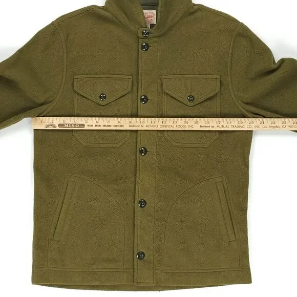 J CREW Sportsman Fleece Shirt Jacket Overshirt Military Olive Minimal Gorpcore - Picture 4 of 9